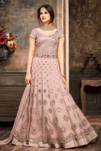 Pink Party Outfit Indian Designer Long Frock Suit