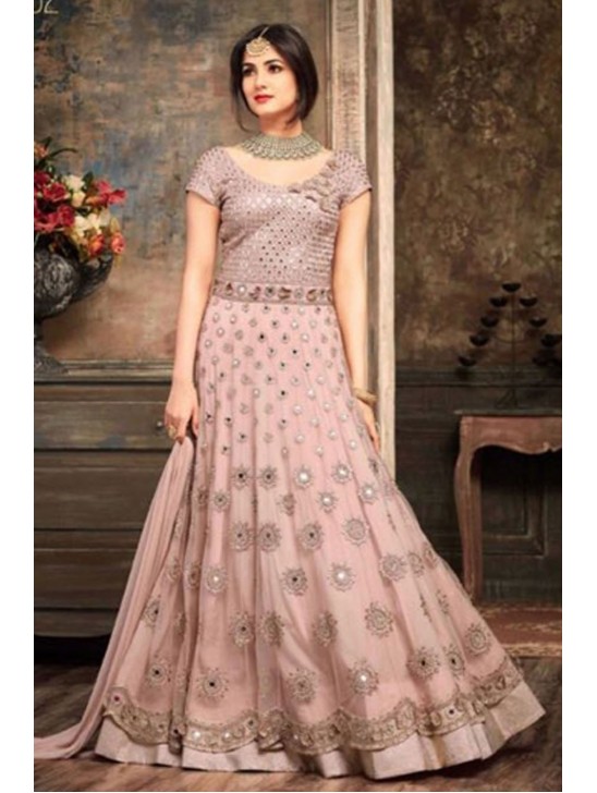 Pink Party Outfit Indian Designer Long Frock Suit