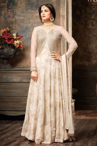 White Abaya Anarkali Suit Pakistani Designer Gown