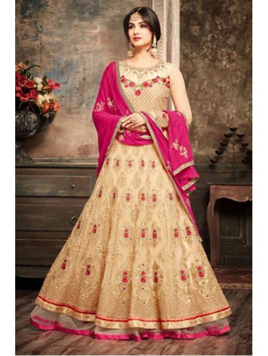 Gold Indian Bridal Gown Designer Wedding Anarkali Dress