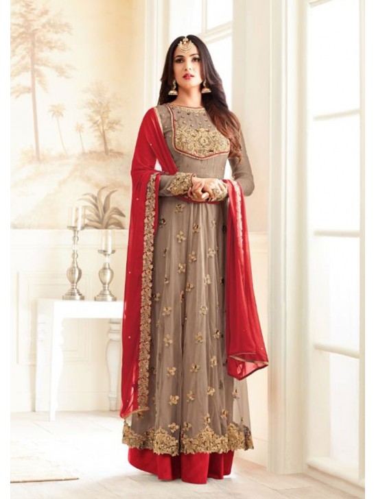 Brown Bridal Gown Pakistani Designer Evening Suit