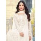 BRILLIANT WHITE INDIAN PAKISTANI PARTY WEAR ANARKALI DRESS