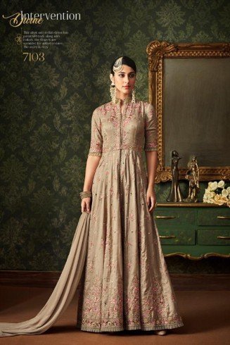  Beige Pakistani Wedding Party Bridesmaid Designer Gown 