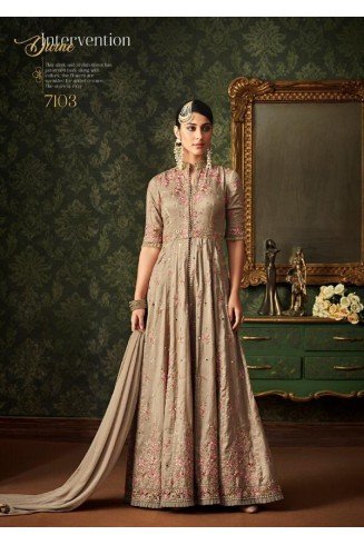  Beige Pakistani Wedding Party Bridesmaid Designer Gown 
