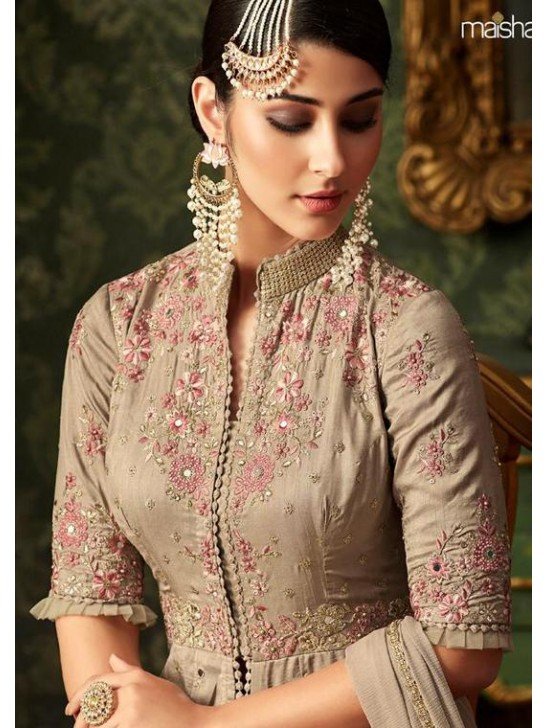 Beige Pakistani Wedding Party Bridesmaid Designer Gown