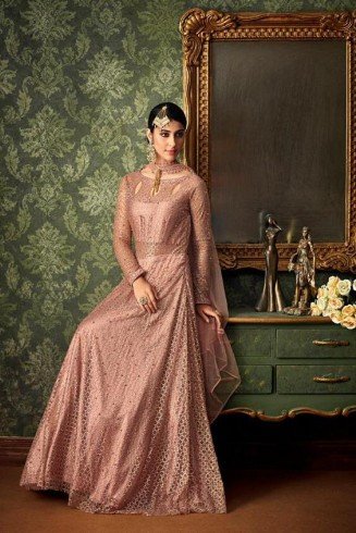 Rose Pink Indian Wedding Party Bridesmaid Designer Gown 