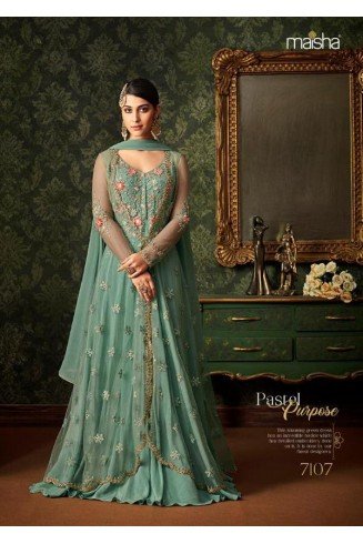  Green Indian Wedding Party Bridesmaid Designer Gown (3 weeks delivery)