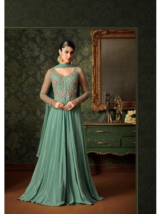 Green Indian Wedding Party Bridesmaid Designer Gown (3 weeks delivery)