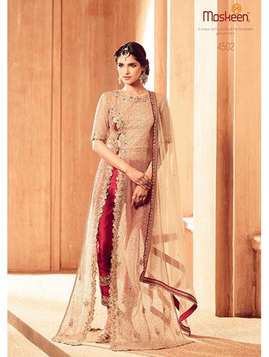 Brown & Red Wedding Suit Indian Designer Embroidered Party Wear