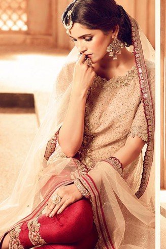 Brown & Red Wedding Suit Indian Designer Embroidered Party Wear