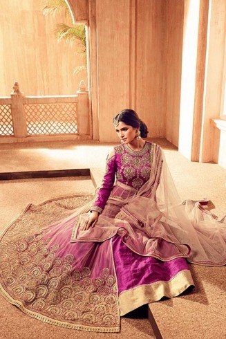 Purple Party Wear Lehenga Indian Designer Embroidered Dress