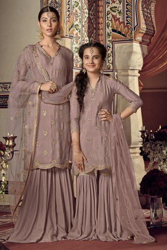 Rose Pakistani Mother Daughter Matching Wedding Gharara