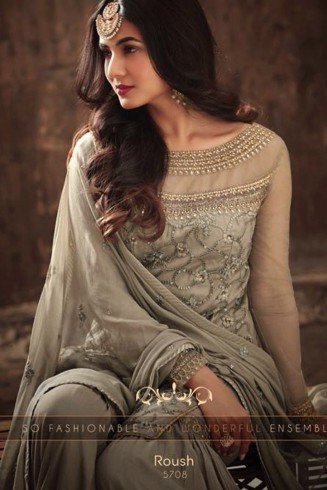 GREY DESIGNER SHARARA GHARARA SUIT