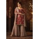 MAROON AND BEIGE INDIAN WEDDING GHARARA SEMI STITCHED SUIT ( DELIVERY IN 2 WEEKS )