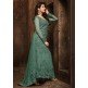 GREEN HEAVY EMBELLISHED INDIAN DESIGNER EVENING TRAIL GOWN