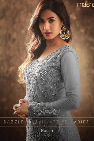GREY INDIAN PAKISTANI WEDDING TRAIL GOWN (3 weeks delivery)