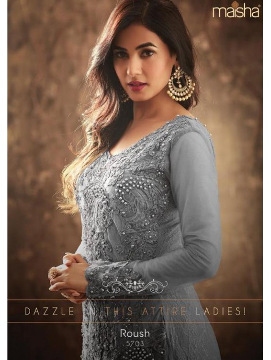 GREY INDIAN PAKISTANI WEDDING TRAIL GOWN (3 weeks delivery)