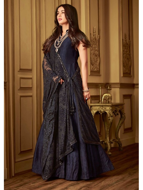 Eclipse Blue Capri Gown Pakistani Party Dress