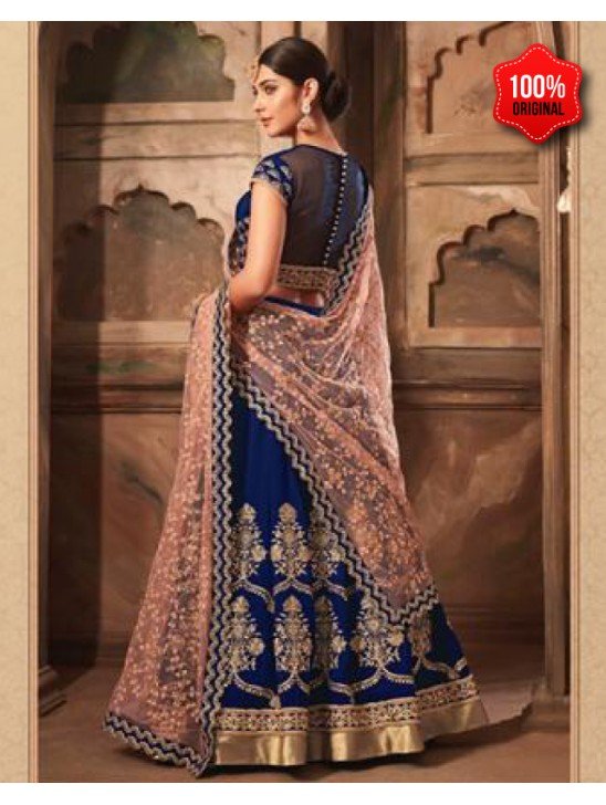 Heavy Indian Lehenga Blue Embroidered Wedding Outfit