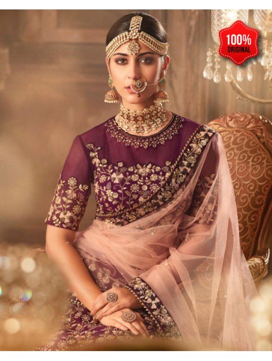 PURPLE HEAVY EMBROIDERED PUNJABI WEDDING LEHENGA