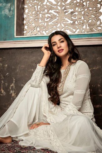 White Indian Festive Wear Gharara Dress