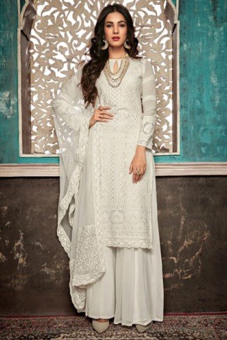 White Indian Festive Wear Gharara Dress