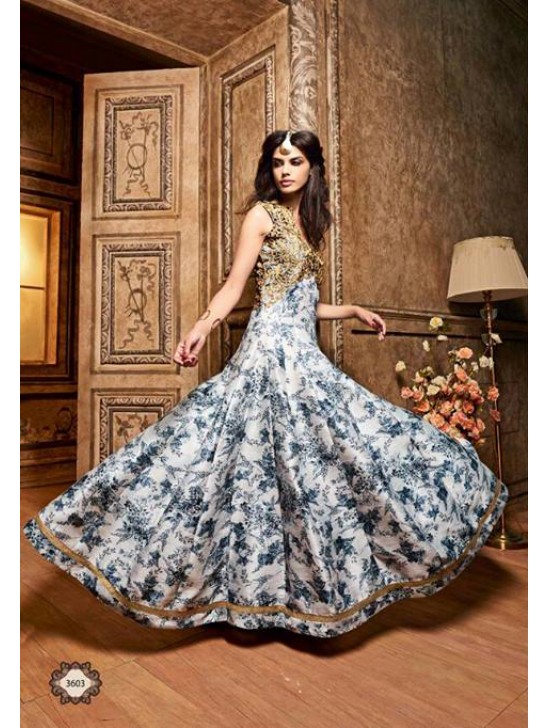 ZMS-3603 BLUE AND GOLD MAISHA MASKEEN SEEP WEDDING WEAR ANARKALI SUIT