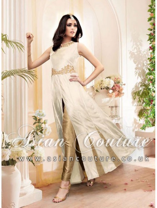 Off White & Gold Indian Wedding Dress Ethnic Party Suit