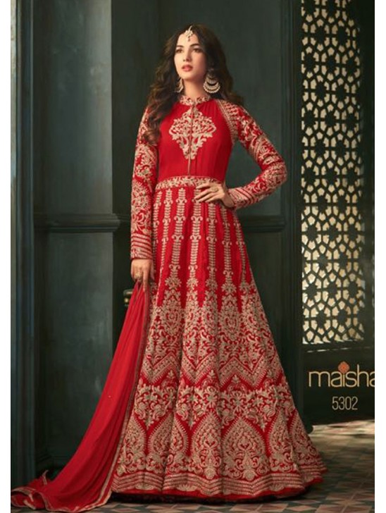 Red Indian Party Wear Asian Anarkali Wedding Bridal Dress