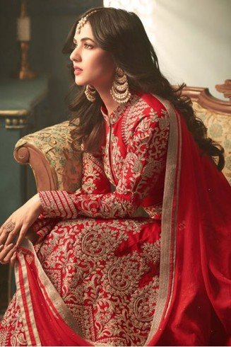 Red Indian Party Wear Asian Anarkali Wedding Bridal Dress