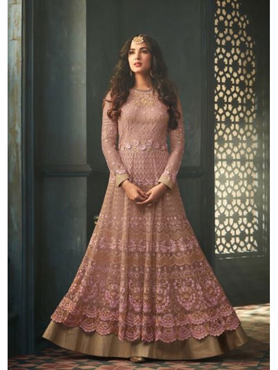 Rose Indian Party Wear Asian Anarkali Wedding Bridal Dress