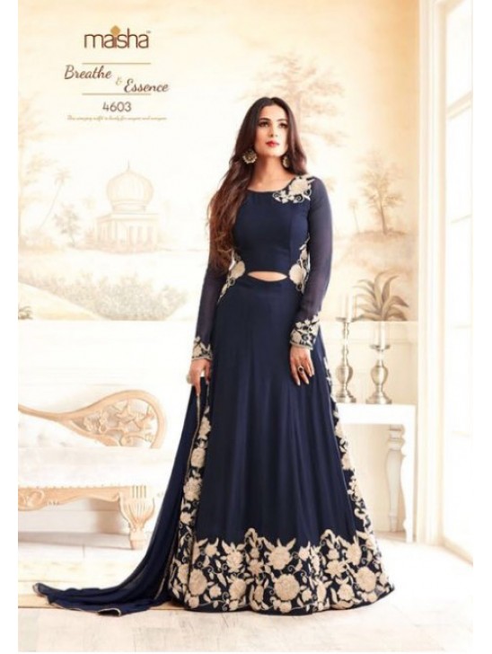 Elegant Blue Gown Indian Designer Anarkali Dress