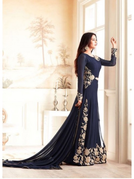 Elegant Blue Gown Indian Designer Anarkali Dress