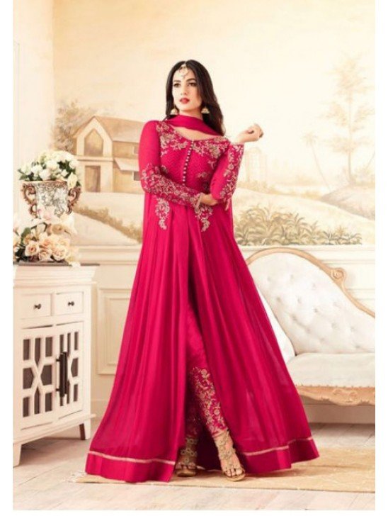 Burgundy Pakistani Anarkali Dress Indian Wedding Suit