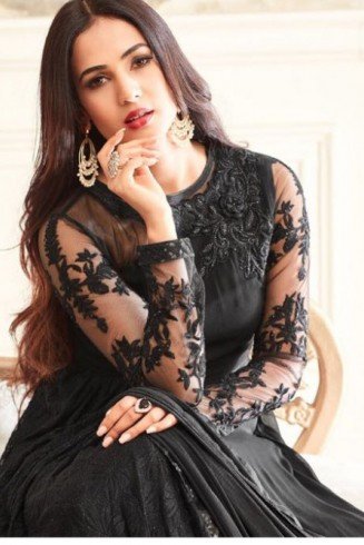 Black Party Wear Gown Indian Anarkali Flared Suit