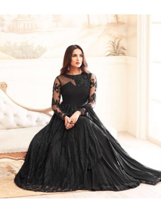 Black Party Wear Gown Indian Anarkali Flared Suit