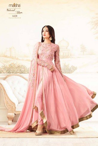 Pink Stylish Gown Indian Anarkali Suit