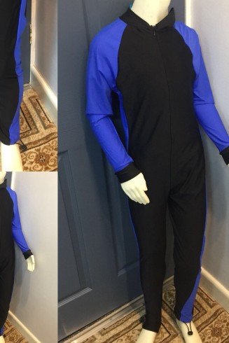 Stunning New Full Sleeve Muslim Islamic Full Cover Blue and Black Costume Modest Swimwear Burkini
