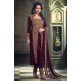 PLUM EMBROIDERED VELVET ETHNIC DRESS (COMES WITH GOLD TROUSER)