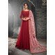 CINNAMON STICK RED GEORGETTE INDIAN SEMI STITCHED ANARKALI GOWN AND HEAVY EMBROIDERED DUPATTA