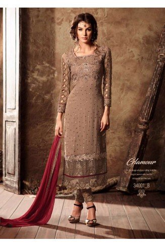 BROWN MOHINI GLAMOUR VOL 34 SEMI STITCHED DESIGNER SALWAR SUIT