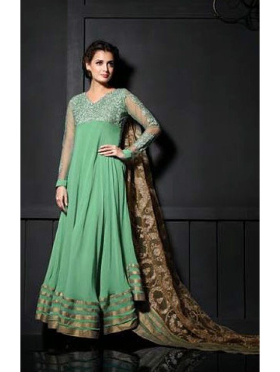 Green Mohini Designer Wedding Anarakli Gown