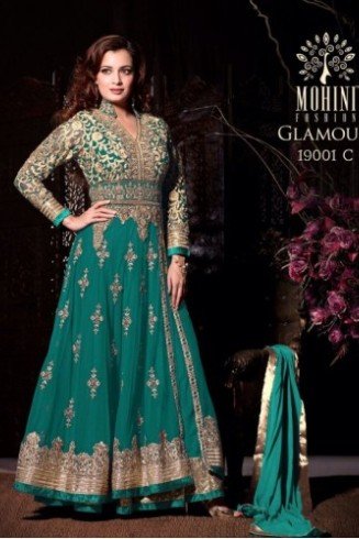 Elegant Green Mohini Evening Wear Anarkali Gown