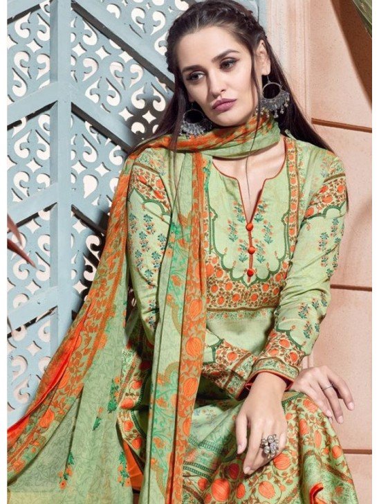 Green Orange Summer Cotton Dress Salwar Suit