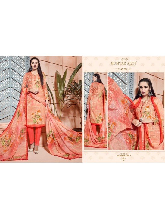 Orange Cotton Summer Dress Pakistani Lawn Suit
