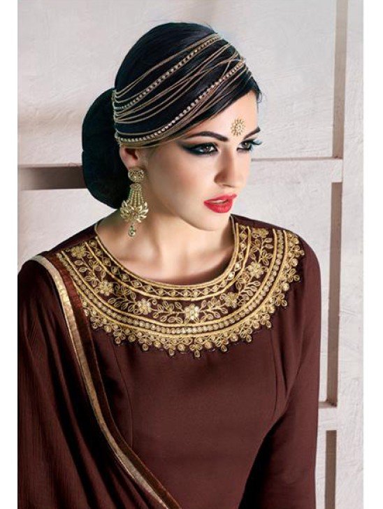 Dark Brown Desi Wedding Salwar Suit