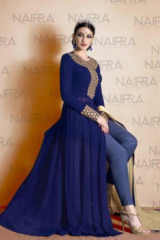 Navy Blue Nakkashi Nairra A Line Trouser Style Suit