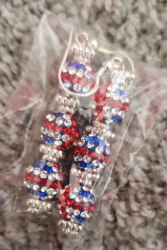 UK National Flag Crystal Shamballa Earrings 