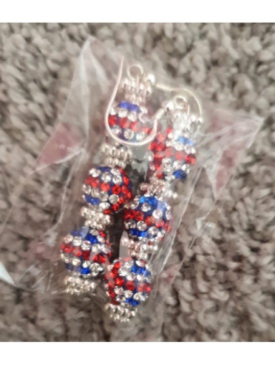 UK National Flag Crystal Shamballa Earrings