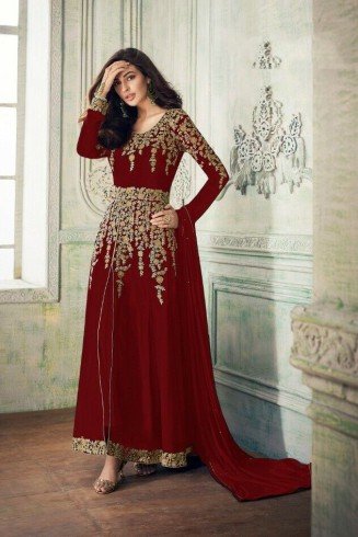 MAROON MODERN FRONT SLIT STYLE INDIAN DRESS